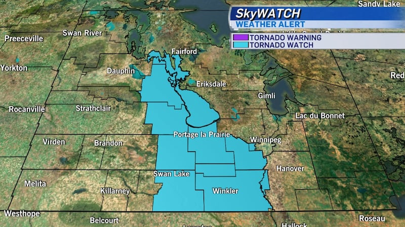 Tornado watch in effect for parts of Manitoba