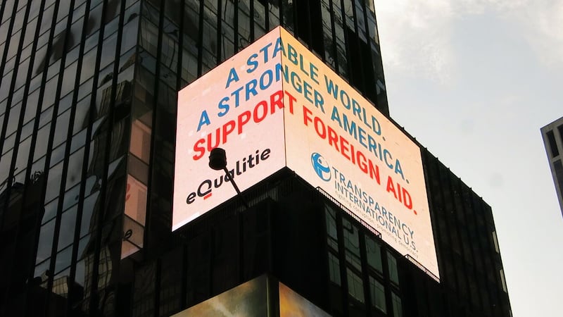 Montreal group takes campaign to restore U.S. foreign aid to Times Square
