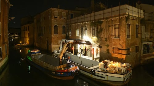 Banksy work ‘The Migrant Child’ removed from Venetian palazzo for restoration and future display